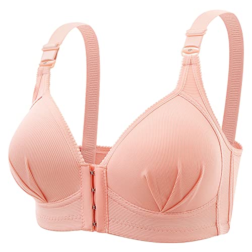 Brasier sin aros para mujer, color liso, con botones frontales, transpirable, para ropa interior, cómodo, sin varillas, B, 64