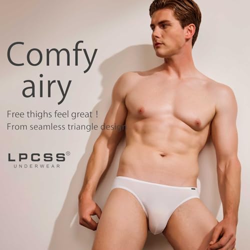 Men’s Modal Bikini Briefs Low Rise Underwear with Breathable Single Layer Pouch Microfiber Underpants White ES20113