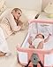 Bedside Bassinet for Baby, 3 in 1 Breathable Mesh Baby Bassinet, 6 Height Adjustable, Easy to Assemble, Bassinet Bedside Sleeper with Wheels, Mosquito Net, Storage Basket, Bassinets for Newborn Baby