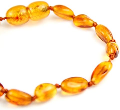 SilverAmber New Baltic Amber Anklet Bracelet Cognac - Handmade 100% Genuine Amber Bean Beads - Premium Quality - Sizes 12-26 CM - Image 4