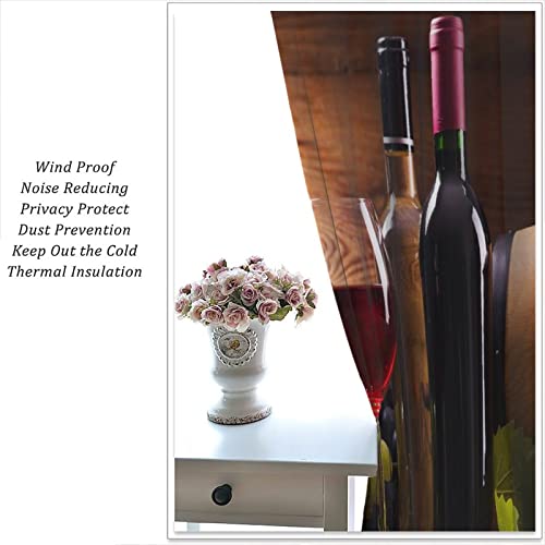 Wine Kitchen Curtain, Red Wine And White Wine With Grape French Food Tasting, Living Room Kitchen Coffee Shop Decoration Curtain 2 Sets, W42 * L45In #TOP4