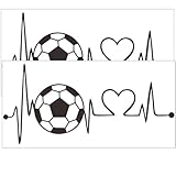 Mipcase 2 Stück Abnehmbare Fußball Wandtattoos mit Herzschlag Motiv Pvc Wandaufkleber für Kinderzimmer Schlafzimmer Wohnzimmer Dekoration