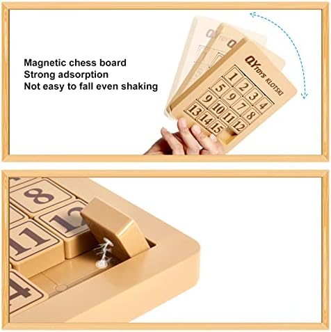 ROXENDA Klotski Puzzle, Sliding Block Puzzle Magnetic Klotski 4x4 Puzzle Educational Toy Math Puzzle - Intelligence Number Puzzles Logic Game Brain Teaser Toy for Kids (4x4)