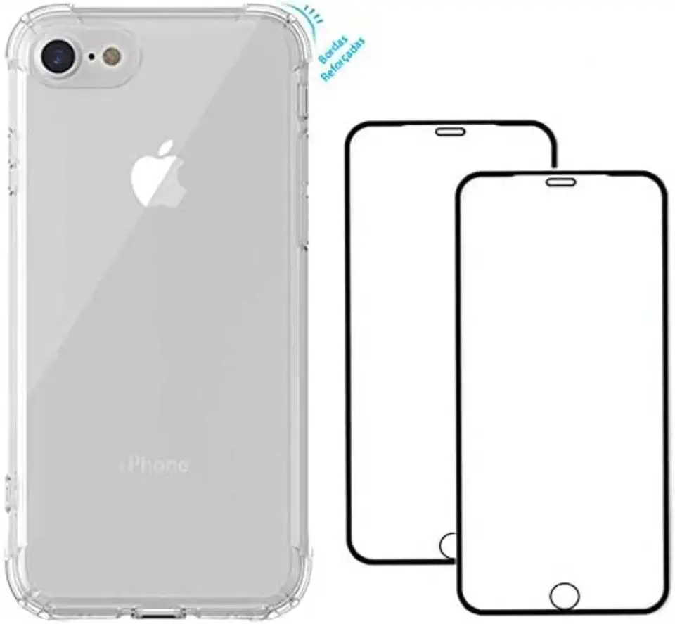 Capa Ant iShock Reforçada iPhone SE 2020 + 2x Películas de Vidro 3D + Kit Aplicação