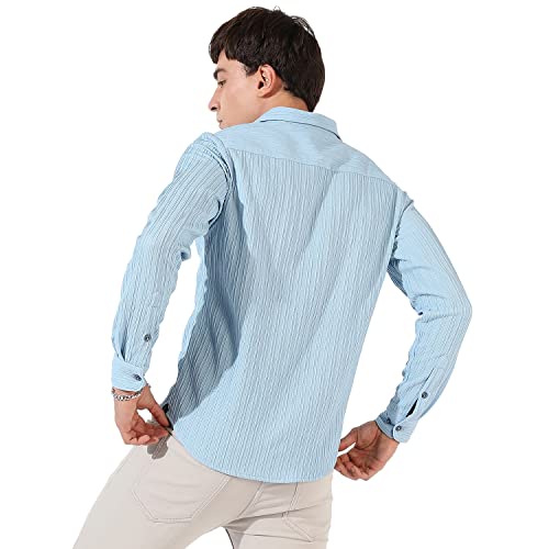 Image of CAHOOT Men's Button Up Shirt for Casual Wear | Regular Fit | Poly Lycra Shirt Crafted with Short Sleeve & Enhanced Stretch Comfort Fit for Everyday Wear