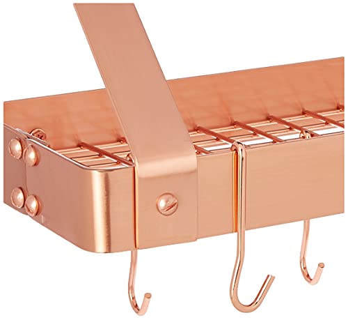 Wall-Mount Bookshelf Pot Rack with Grid & 12 Hooks - Thumbnail 4
