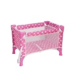 Dolly Tots Travel Dolls Pink Polka Dot Cot | Collapsible Travel Crib Toy for Dolls | Doll Nursery Cot & Accessories | Role Play Doll Pram & Pushchair Toys | Perfect for Kids Ages 3+