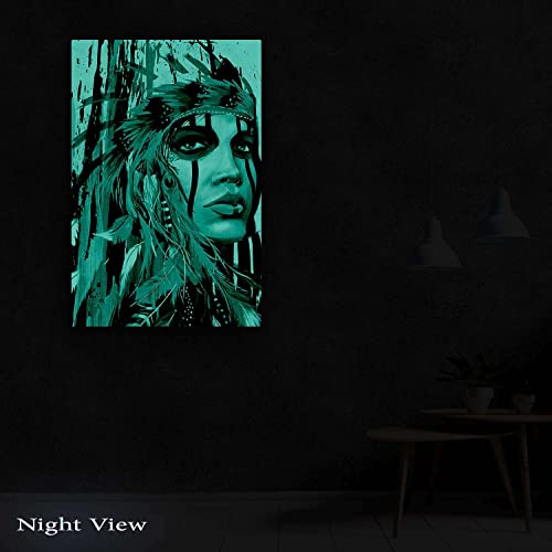 Startonight Canvas Wall Art Black And White Abstract Warrior Woman, Framed Artwork Picture Home Decor For Living Room 32" X 48" #TOP3