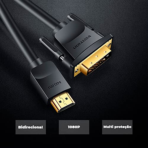 Cabo HDMI x DVI D Blindado PC Notebook Monitor 2m Vention