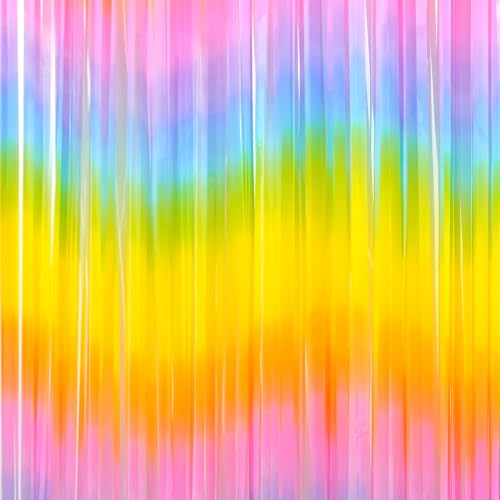 KERNOWO Lametta Vorhang Regenbogen Glitzer,2 Stück Party Luftschlangen Kinder Party Deko Fransen Vorhang Bunt Party Lametta Hintergrund für Weihnachten Geburtstag Abschlussball Urlaub Deko