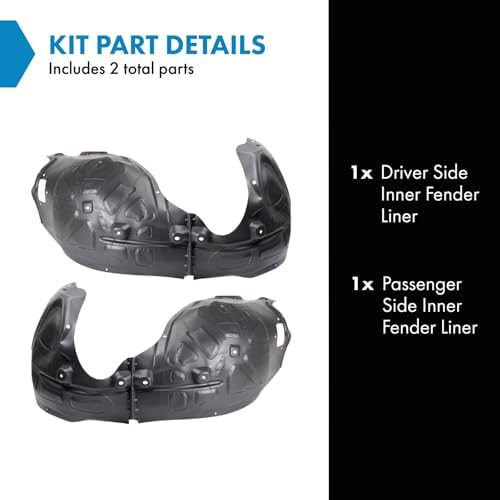 TRQ Front Driver & Passenger Side Inner Fender Liner Set Compatible with 2015-2022 Dodge Charger Pursuit R/T SXT 2018-2022 Charger GT - 1