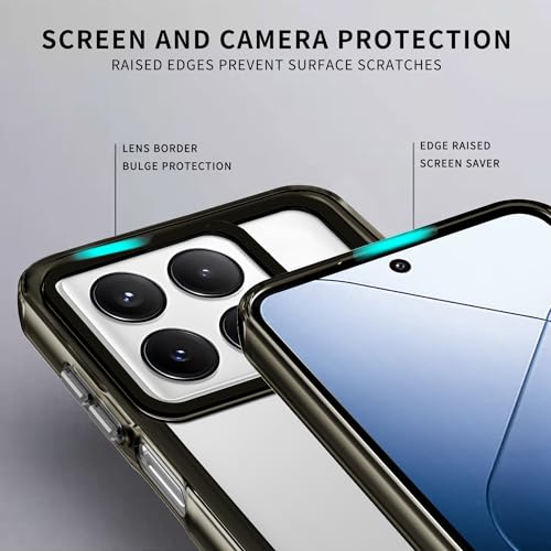 Image of Kapa Warrior Acrylic Clear Back Cover for Xiaomi 14 (5G) | Slim Shockproof [Military Grade Protection] Hybrid Bumper Case (Grey Sides)