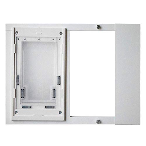 Dragon Pet Door For Sash Windows | Adjustable Window Insert With Double Flap System For Dogs And Cats | Energy Efficient Insulation | White, Large Flap, 34"-37" Window Width #TOP1