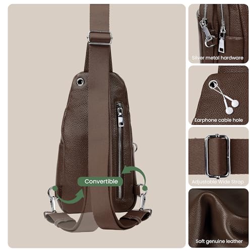 Image of befen Genuine Leather Sling Bag for Women Anti-Theft Crossbody Chest Bags Fanny Packs for Travel with RFID Card Slots