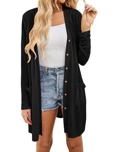 Yekaty Lightweight Cardigans for Women Summer Long Sleeve Open Front Sweaters Button Down Outwear