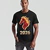 D&T 2026 Fire Horse Graphic Tee Year of The Horse Chinese Zodiac Menâ€™s T-Shirt Womenâ€™s Ladies Top Commemorative Design Unisex 2XL White #4