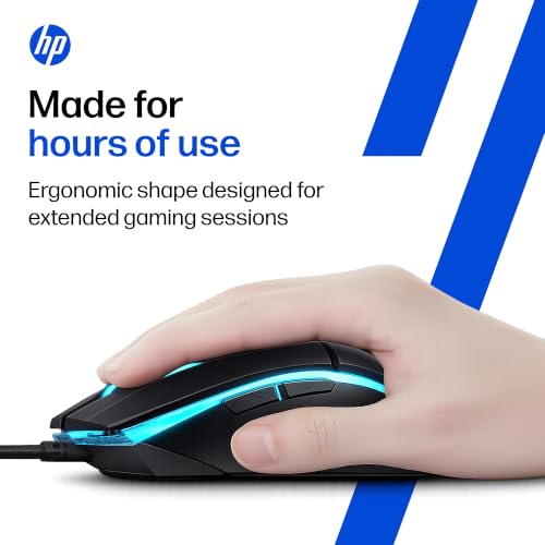 Image of HP M370 Wired Gaming Mouse with RGB Lighting; 7200 DPI; 6 Buttons; Ergonomic Desing for Professional Gamers; 1 Year Warranty; Black; 0.129kg (D69ZRAA)