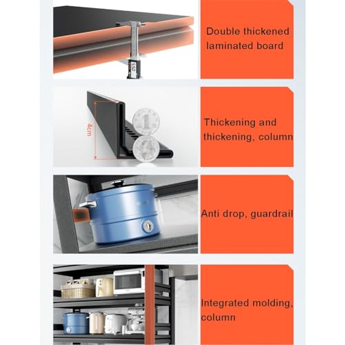 Robustes Küchenregal mit 3 Ebenen, stabiles Metallregal, vielseitiges Mikrowellen-Regal, stilvolle Aufbewahrungslösung für Zuhause und Küche