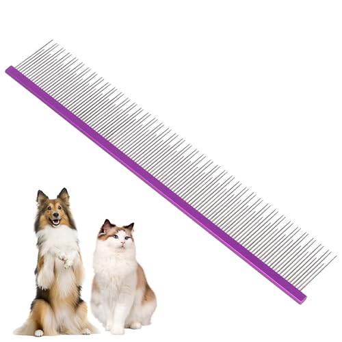 Image of 8.5 Inch Dual Tooth Pet Comb for Mats and Tangles,Poratable Grooming Dematting Comb for Indoor Long-haired Cats and Dogs,Pet Family Supplies,Removing Tangles,Knots,Undercoat and Excess Hair