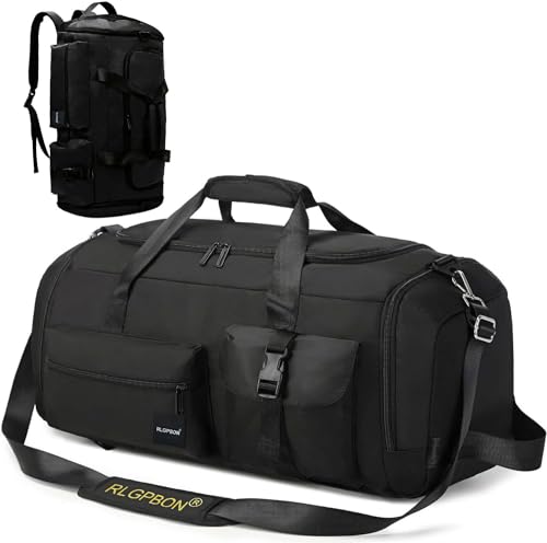 Sporttasche Herren Reisetasche 65L Sporttaschen mit Schuhfach Nassfach Wasserdicht Trainingstasche mit Rucksack Weekender Travel Gym Tasche Duffle Bag Fitnesstasche für Herren Damen