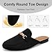 Womens Mules Buckle Flats: Classic Suede Slip On Shoes Dressy Closed Toe Backless Slides Loafers 2026 for Business Work Office Casual Black