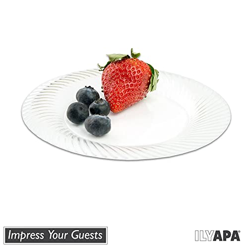 Ilyapa 100 Premium Clear Plastic Plates For Party Or Wedding - 6 Inch Fancy Disposable Plastics Plates #TOP3