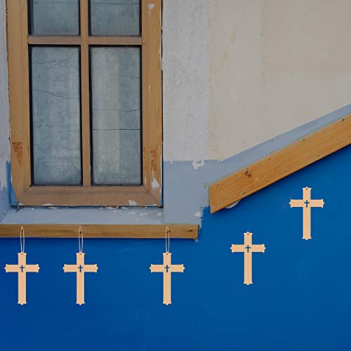Cross Shape Wooden Blank Cross Wood With Twines Art Unfinished Ornaments For Easter Religious And Church Events Christmas Wedding Birthday Party Christmas Thanksgiving Day Decoration 20Pcs #TOP6