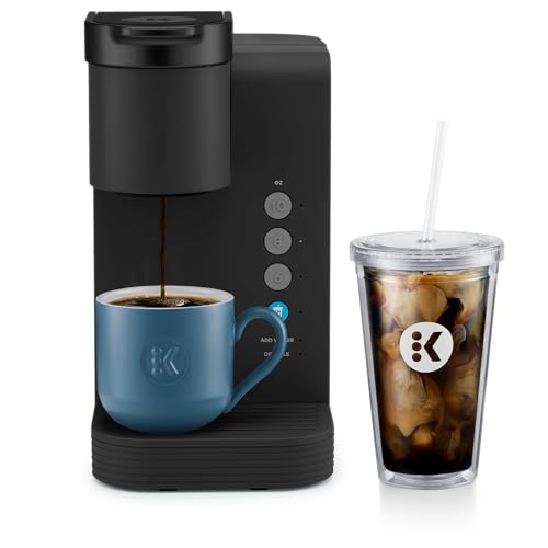 K-Iced Essentials Coffee Maker, Single-Serve KCup Pod Brewer with Removable Reservoir and Auto-Off, Energy Efficient, Includes K Iced Tumbler, Compact, Black