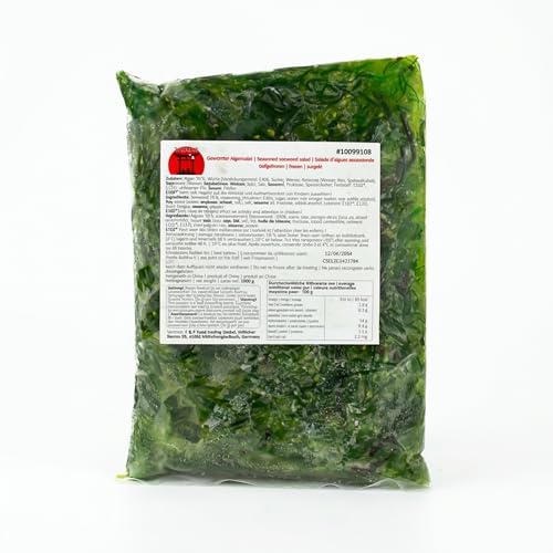 Takori Goma Wakame Salat 1 kg tiefgekühlt, mariniert mit Sesam, Algensalat für Sushi, Bowls und Beilagen, zart-knackige Textur, portionierbar