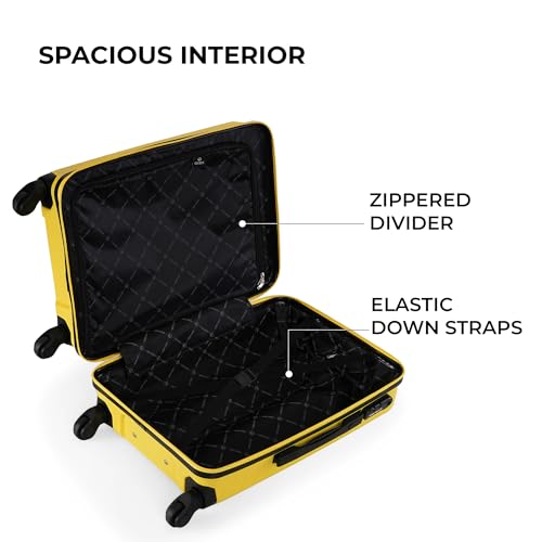 Image of Stony Brook by Nasher Miles Crescent Hard-Sided Polypropylene Cabin Luggage Yellow 20 Inch 55Cm Spinner Trolley Bag