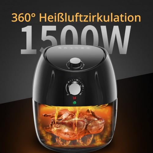 Heißluftfritteuse XL, 3.5L,1500W Airfryer, Frittieren ohne Öl, Heißluft Fritteusen...