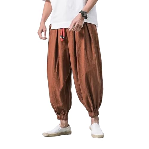 Pantalon court homme WOLONG à cordon de serrage pratique et tissu uni de coupe minimaliste