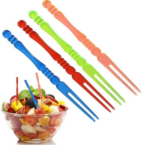 200pcs Disposable Plastic Fruit Forks, 4