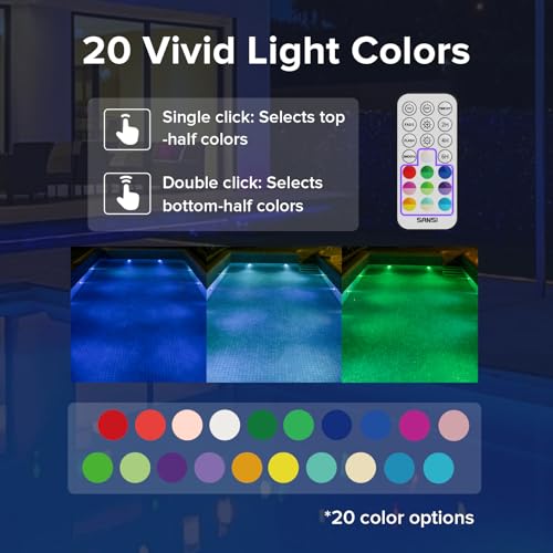 Éclairage de piscine SANSI RGB 4Pack avec télécommande et fixation ventouse - 7