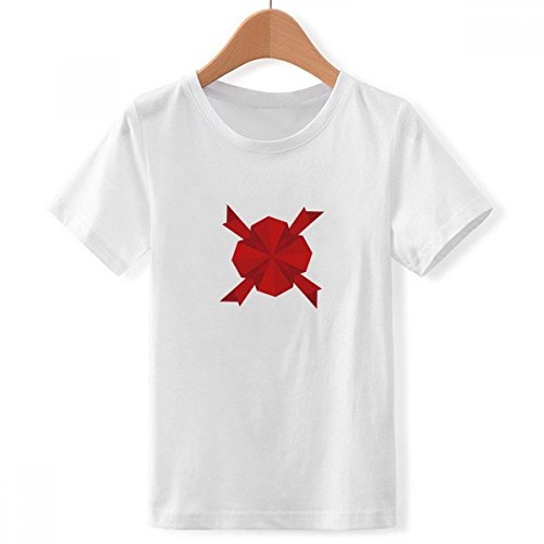 T-Shirt Blanc Décoration de Noël Origami Rouge pour Garçon Taille XL DIYthinker