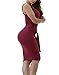 Cfanny Women's Tie Front Bodycon Midi Party Casual Knitwear Dress,Red,Small