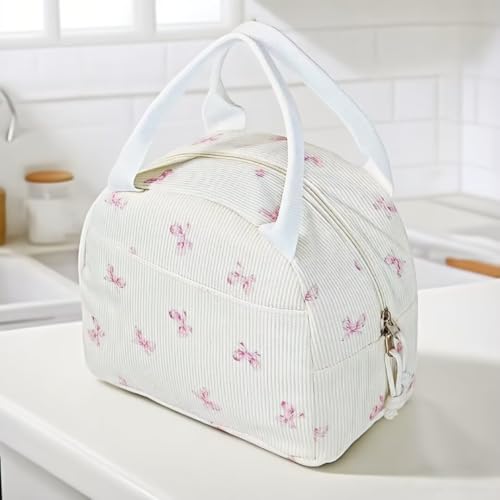 Image of Lunch Box for Women, Reusable Insulated Lunch Box Floral Tote Bags Corduroy Totes for Women Office Work Travel Picnic