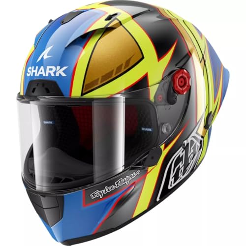 SHARK, Casco Moto Integrale RACE-R PRO GP REPLICA CAM PETERSEN x TROY LEE DESIGNS Anthracite Yellow Blue, M