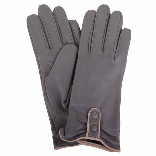 Gants en cuir véritable SNUGRUGS femme gris et ivoire XL pour sublimer votre hiver