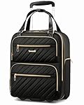 LUGGEX Underseat Carry On Luggage with Wheels, Underseat Luggage Fits 15.6 Inch Laptop for Travelling, 15.7 x 13.0 x 7.7 Inch (Black)
