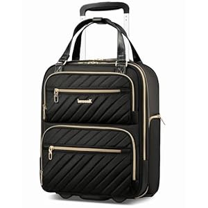 LUGGEX Underseat Carry On Luggage with Wheels, UDK Stylish Lightweight Under Seat Luggage, Soft Sided Personal Item Suitcase for Short Trip (UX-Core, Black, 16 Inch)