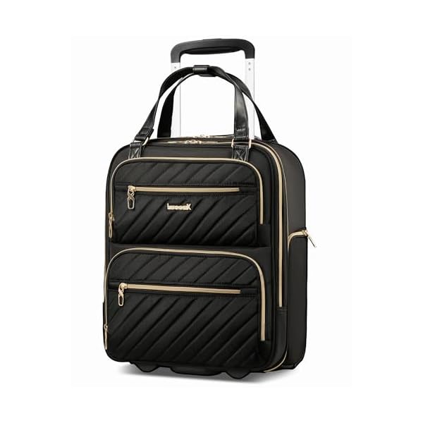 LUGGEX Underseat Carry On Luggage with Wheels, UDK Stylish Lightweight Under Seat Luggage, Soft Sided Personal Item Suitcase for Short Trip (UX-Core, Black, 16 Inch)