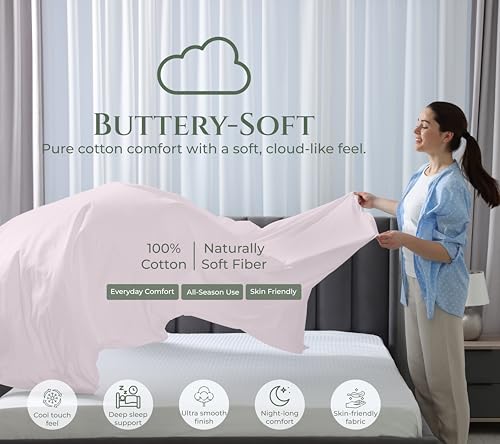 Image of Royale Linens 100% Organic Cotton King Size Flat Sheet Only - Percale Top Sheets - King Flat Sheet Sold Separately - Lightweight & Soft 100% Cotton Lavender Bed Sheets Only (105 inch x 102 inch, Lavender)