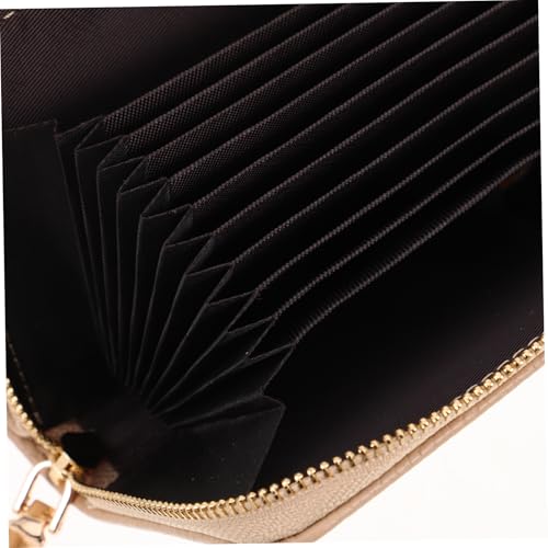 Women Short Wallet Compact Accordion Card Holder Multi-card Slots Fashionable Pu Grain Design for Everyday Use Beige3