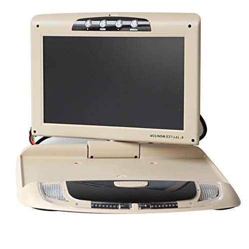 Image of Kunfine Car Overhead Player 9 Inch Wide IPS Screen Video Car Roof Mount Monitor Stereo Flip Down Overhead Car Monitor Remote Control NO DVD（Beige）