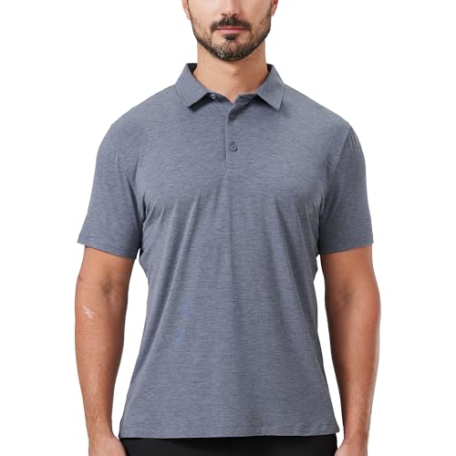 netdraw Camisa polo masculina leve de viscose de bambu ultra macia com bainha curvada FPS 50+ manga