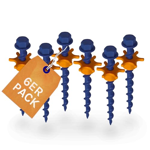 Peggy Peg Schraubhering Peg&Stop Small 16cm mit Kontermutter 6 Stück Schraubheringe für alle Ankerplatten für 85% Aller Böden Fix&Go Anker-Platte 2.0 Zubehör zur Fixierung von Stützfüßen