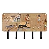susiyo Egypt Ancient Murals Pattern Wall Mounted Key Holder 5 Key Hooks and Mail Organizer for Entry
