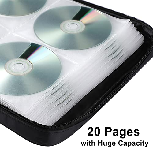 CD Case DVD Holder Storage: 160 Capacity DVD Cases Organizer Portable Wallet Storage - CD Plastic Protective Carrying Binder for Home Travel (Black)