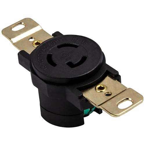 ENERLITES NEMA L7-15R Flush Mounting Locking Receptacle for Generator, Twist Lock Outlet, 15 Amp, 277 Volt, 2 Pole, 3 Wire Grounding, Industrial Grade, UL Listed, 66480-BK, Black by ENERLITES - Image 2